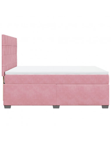 Giroletto a Molle con Materasso Rosa 160x200 cm in Velluto