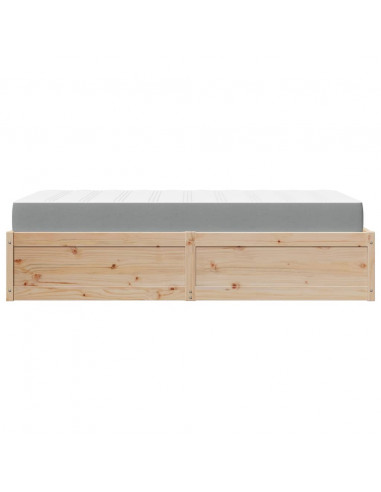 Letto con Materasso 100x200 cm in Legno Massello di Pino