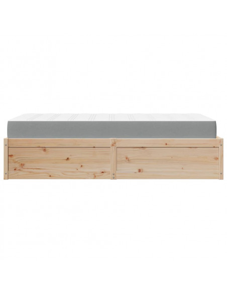 Letto con Materasso 100x200 cm in Legno Massello di Pino