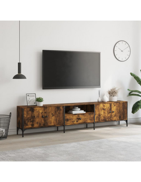 Mobile TV Cassetto Rovere Fumo 200x25x44 cm Legno Multistrato