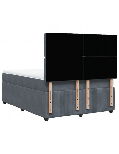 Giroletto a Molle con Materasso Grigio Scuro 140x190 cm Velluto