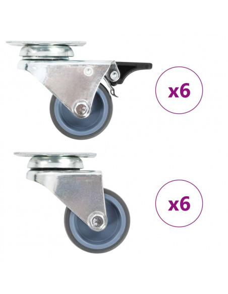 Ruote Girevoli Gemellate 12 pz 50 mm