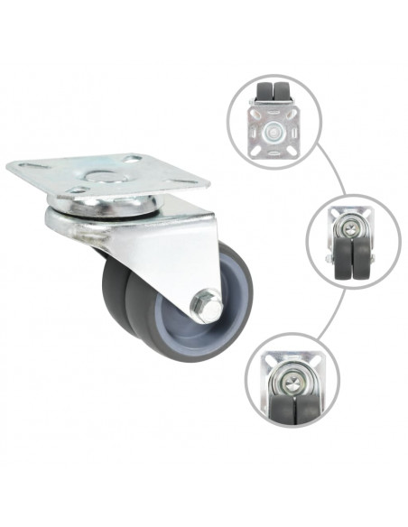 Ruote Girevoli Gemellate 12 pz 50 mm