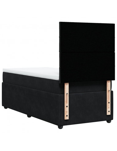 Giroletto a Molle con Materasso Nero 100x200 cm in Velluto