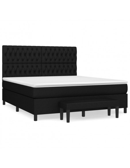 Giroletto a Molle con Materasso Nero 180x200 cm in Tessuto
