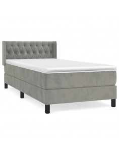 Giroletto a Molle con Materasso Grigio Chiaro 100x200cm Velluto 2