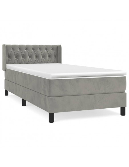 Giroletto a Molle con Materasso Grigio Chiaro 100x200cm Velluto