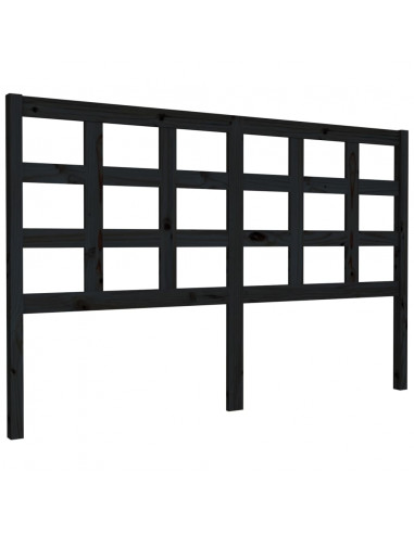 Testiera per Letto Nera 156x4x100 cm in Legno Massello di Pino