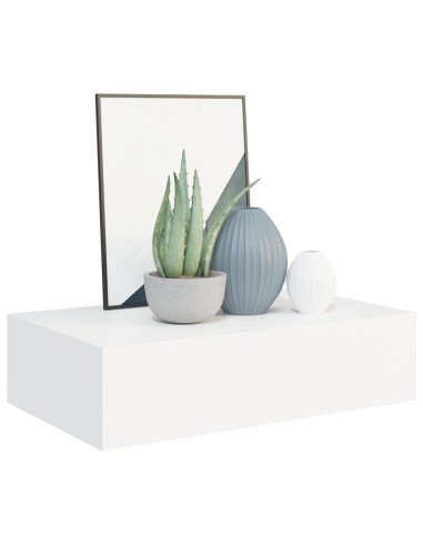 Scaffali con Cassetti da Parete 2 pz Bianchi 40x23,5x10 cm MDF