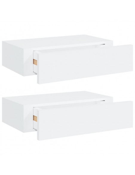 Scaffali con Cassetti da Parete 2 pz Bianchi 40x23,5x10 cm MDF