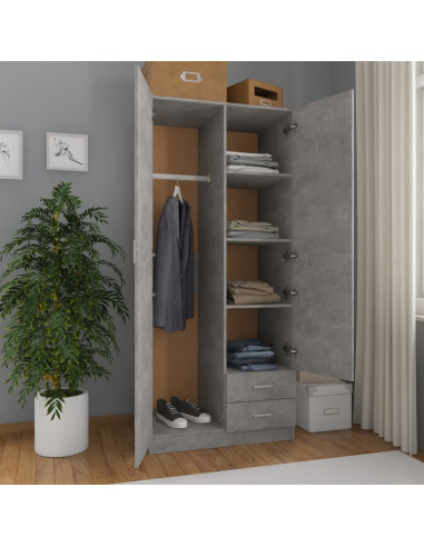 Armadio Grigio Cemento 80x52x180 cm in Legno Multistrato
