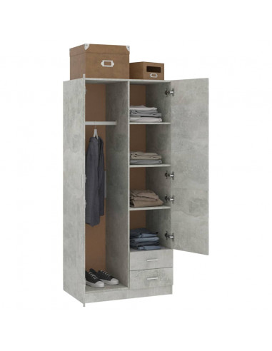 Armadio Grigio Cemento 80x52x180 cm in Legno Multistrato