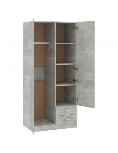 Armadio Grigio Cemento 80x52x180 cm in Legno Multistrato