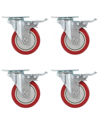 Ruote Girevoli con Doppio Freno 4 pz 100 mm