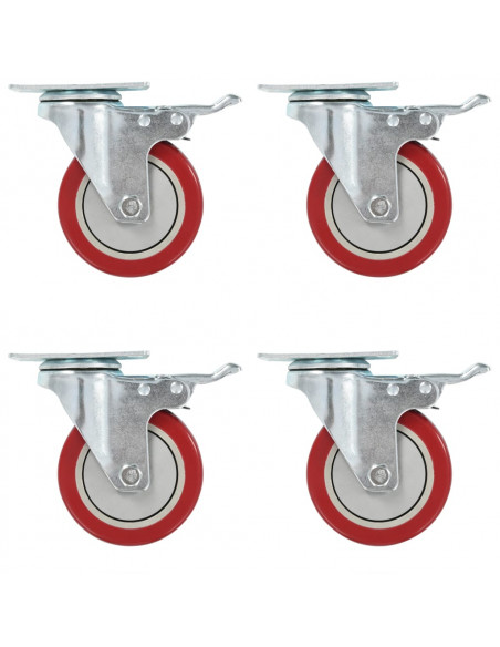 Ruote Girevoli con Doppio Freno 4 pz 100 mm