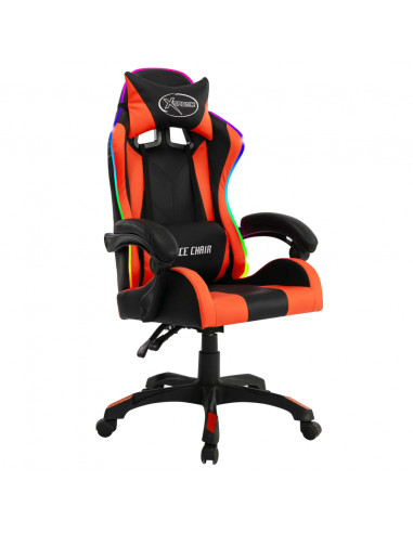 Sedia da Gaming con Luci a LED RGB Arancione e Nera Similpelle