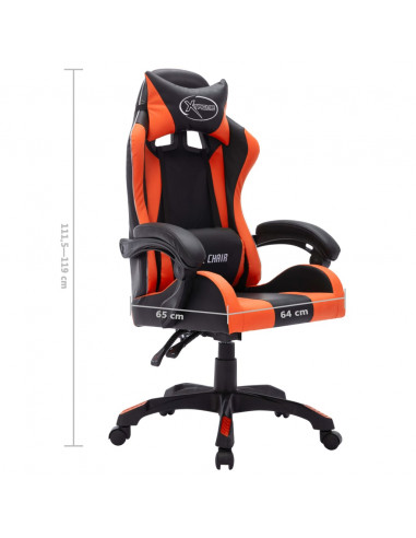 Sedia da Gaming con Luci a LED RGB Arancione e Nera Similpelle