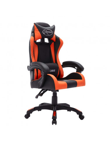 Sedia da Gaming con Luci a LED RGB Arancione e Nera Similpelle