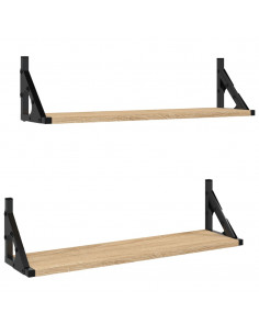 Mensole da Parete 2pz Rovere Sonoma 60x15x15,5 cm 2