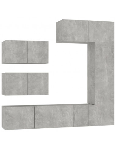 Set di Mobili Porta TV 6 pz Grigio Cemento in Legno Multistrato
