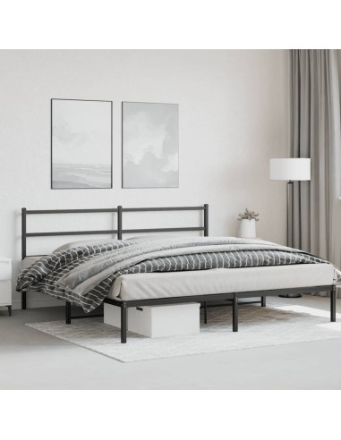 Giroletto con Testiera in Metallo Nero 193x203 cm