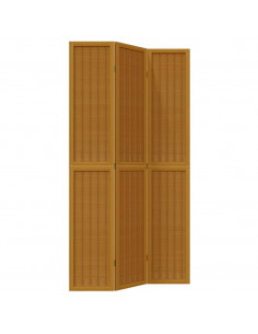 Divisorio Ambienti 3 Pannelli Marrone Scuro Massello Paulownia 2