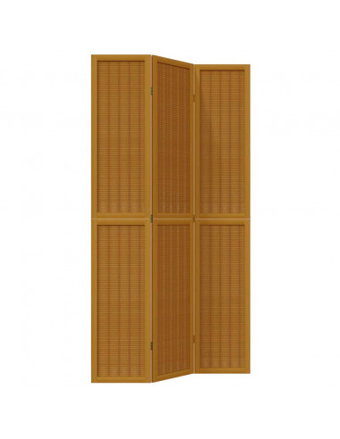 Divisorio Ambienti 3 Pannelli Marrone Scuro Massello Paulownia