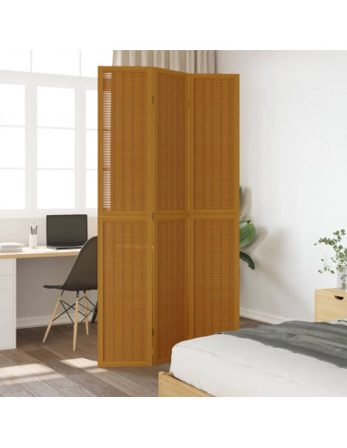 Divisorio Ambienti 3 Pannelli Marrone Scuro Massello Paulownia