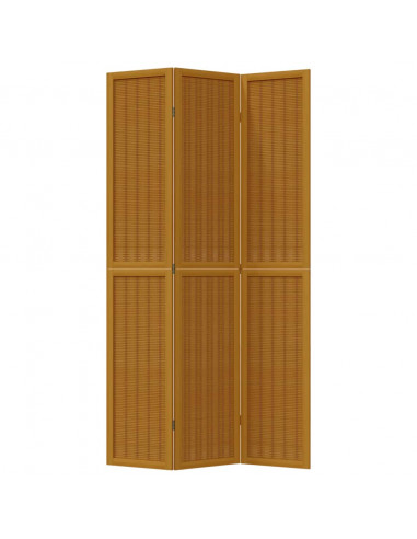 Divisorio Ambienti 3 Pannelli Marrone Scuro Massello Paulownia