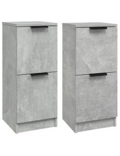Credenze 2 pz Grigio Cemento 30x30x70 cm in Legno Multistrato 2