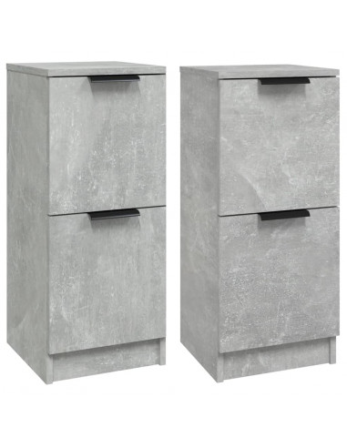 Credenze 2 pz Grigio Cemento 30x30x70 cm in Legno Multistrato