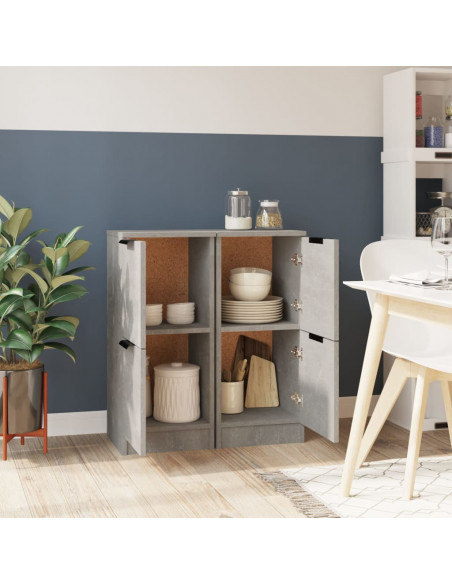 Credenze 2 pz Grigio Cemento 30x30x70 cm in Legno Multistrato