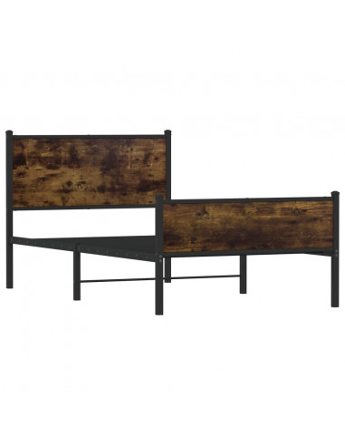 Giroletto con Testiera e Pediera Metallo Rovere Fumo 107x203 cm