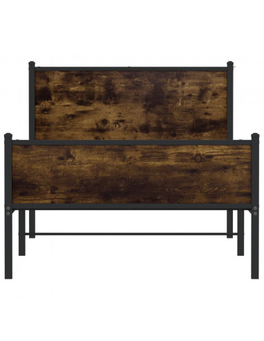 Giroletto con Testiera e Pediera Metallo Rovere Fumo 107x203 cm