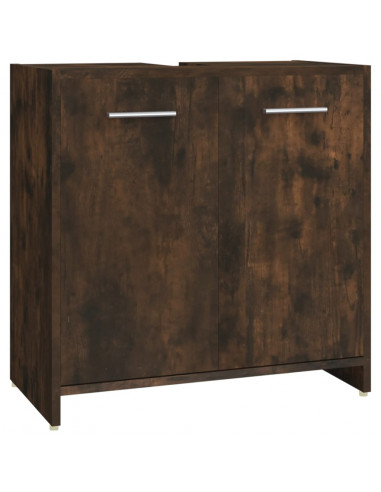 Set Mobili da Bagno 4 pz Rovere Fumo in Legno Multistrato