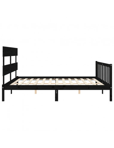 Giroletto con Testiera Nero 200x200 cm in Legno Massello