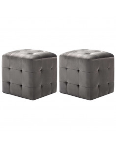 Pouf 2 pz Grigio 30x30x30 cm in Velluto 2
