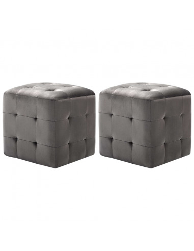Pouf 2 pz Grigio 30x30x30 cm in Velluto