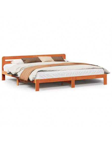 Letto senza Materasso Marrone Cera 180x200 cm in Legno di Pino