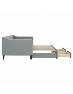 Divano Letto Estraibile Cassetti Grigio Chiaro 80x200cm Tessuto 2