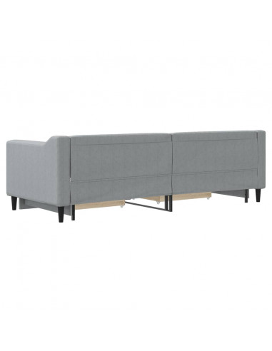Divano Letto Estraibile Cassetti Grigio Chiaro 80x200cm Tessuto
