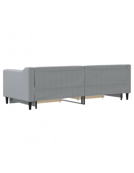 Divano Letto Estraibile Cassetti Grigio Chiaro 80x200cm Tessuto