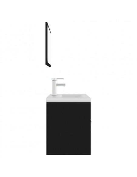 Set Mobili da Bagno Nero in Legno Multistrato