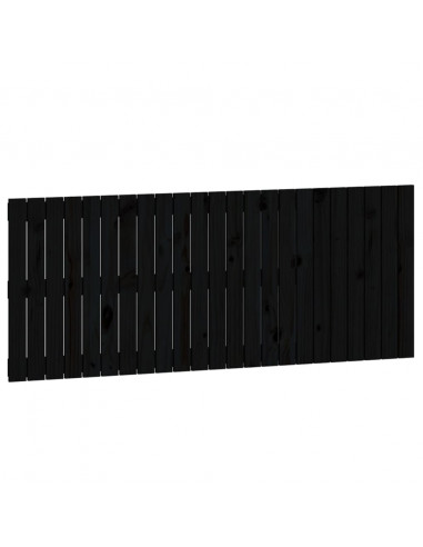 Testiera da Parete Nera 147x3x60 cm in Legno Massello di Pino
