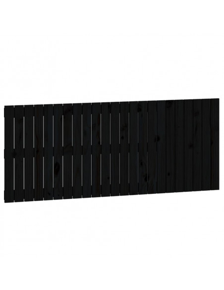 Testiera da Parete Nera 147x3x60 cm in Legno Massello di Pino