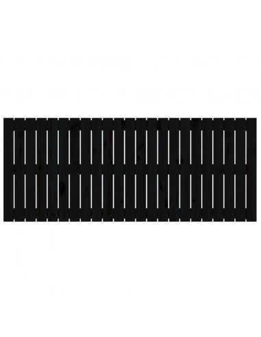 Testiera da Parete Nera 147x3x60 cm in Legno Massello di Pino