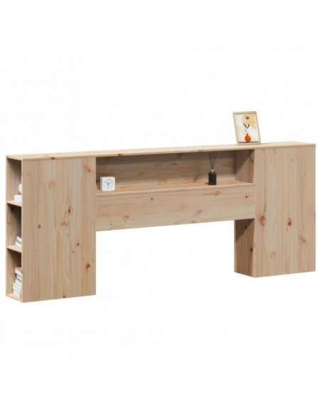 Testiera con Ripiani 180 cm in Legno Massello di Pino