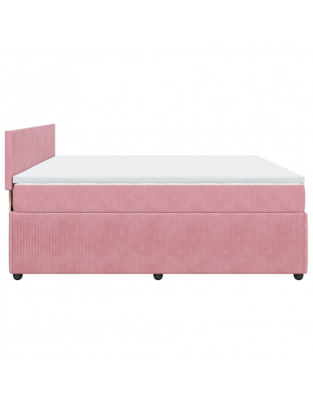 Giroletto a Molle con Materasso Rosa 200x200 cm in Velluto
