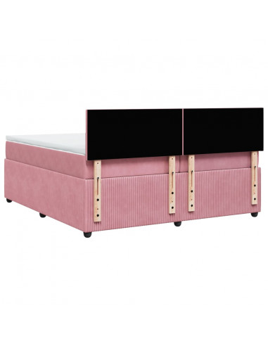 Giroletto a Molle con Materasso Rosa 200x200 cm in Velluto