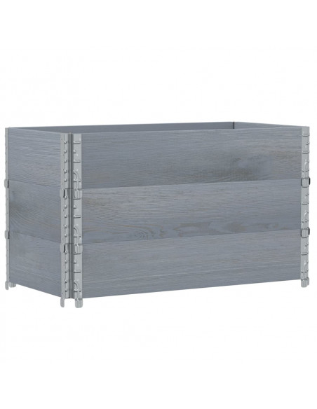 Paretali per Pallet 3pz Grigi 100x50cm Legno Massello di Pino